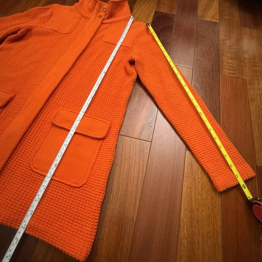 Lauren Ralph Lauren Knit Sweater Coat Size:M Orange Cardigan Full Zip Button - Picture 8 of 16